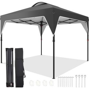 Pop Up Canopy, 10x10 FT Instant Outdoor Canopy Tent with Carrying Bag, 3 Adjustable Heights - Portable for Event, Parties, Camping and More Outdoor Activities (Black)
