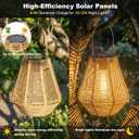 Solar Lanterns, 2 Pack Rattan Hanging Lights Solar Lanterns Outdoor Waterproof Outside Solar Lamp for Garden Patio Yard Porch Pathway Table Decor Decorative Birthday Gifts for Mom Grandma