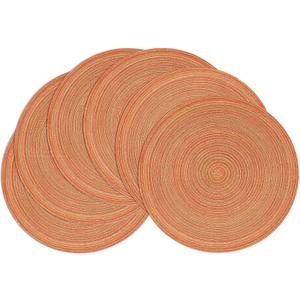 SHACOS Round Braided Placemats Set of 6 Fall Place Mats Washable Polyester 15 inch Round Table Mats for Dining Table Wedding Party Decor (Fall Color Mix, 6)