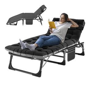 ABORON Folding Camping Cot W/Mat for Adults, Adjustable Heavy Duty Outdoor Bed,1200 D Layer Oxford Travel Camp Cots