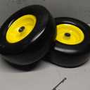 GICOOL 2-Pack 13x5.00-6 Flat Free Lawn Mower Tire and Wheel Assembly, 13" Solid Smooth Tread PU Tire with 3/4" or 5/8" Bearing, 3.25"-5.9" Adjustable Centered Hub for Zero Turn Mowers