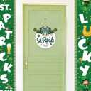 TOARTi Happy St. Patrick's Day Wooden Door Wreath (11.4"x11.4"), Rustic Saint Patricks Welcome Wall Sign Hanging, Scandinavian Irish Home Decoration for Saint Patricks Day Gift