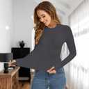 Women Thermal Shirts, Base Layer Long Sleeve Workout Tops Winter Warm Fleece Lined Underwearshirt for Skiing Running (Gray, XXXL)