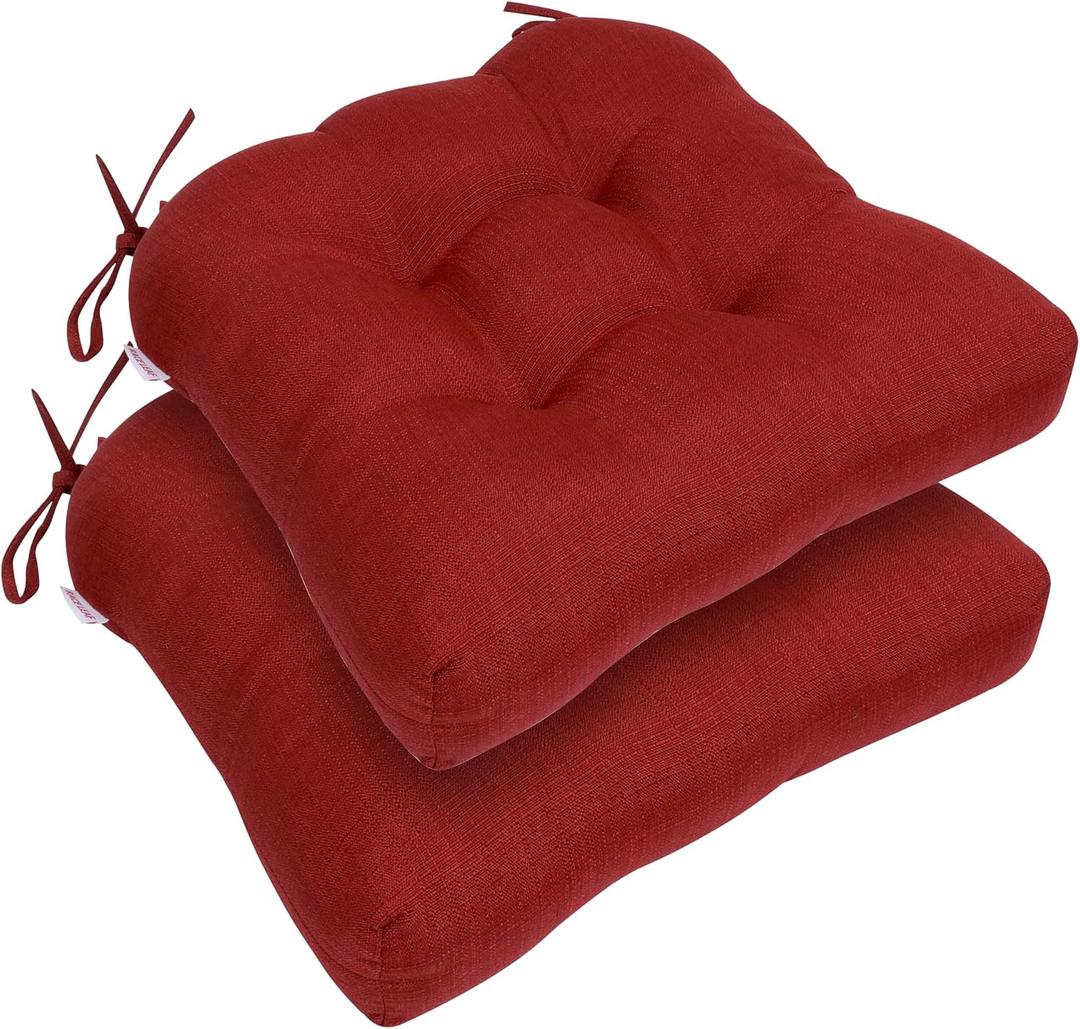 RACE LEAF 17" x 17" Patio Chair Seat Pads Red - Outdoor/Indoor Patio Cushions Set of 2 - Replacement Cushions for Chairs and Seating - Olefin Seat Pads for Porch, Deck, and Garden Seats