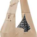 Dog Carrier Sling - Reversible Puppy Carrier Purse with Storage Pocket, Hand-Free Dog Sling Carrier for Carry Small Dogs and Cats, Travel Safety Harness, Dog and Cat Harness (Apricot)