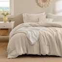 Wrenley Vale 7 Pieces Comforter Set Queen Khaki Waffle Ultra Soft Fluffy Comforter Set All Season Bed in a Bag Set Shabby Chic Farmhouse Rustic Style Bedding