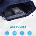 sportsnew Swim Bag Mesh Beach Drawstring Backpack with Wet Pocket, Drawstring Bag for Swimming, Gym, Pool, Workout Gear, Beach Volleyball Backpack for Women Men (Navy Blue)