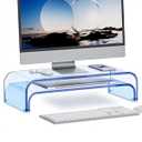 ERGO COLLECT Acrylic Dual Monitor Stand Riser 2 Tier, Modular Laptop Stand for Desk, Multifunctional Desktop Organizer Shelf for PC, iMac, Printer, Detachable Monitor Stand for Office or Home, Blue