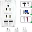 2000W Travel Voltage Converter Step Down 220v to 110v Power Converter for Hair Dryer Straightener Curling Iron, 10A Power Adapter with 2 USB Charging EU/UK/AU/US Worldwide Plug for Laptop Phone (White)