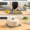 4 Pack Tempered Glass Cutting Board with Anti-Slip Pads, 2 Sizes Rectangle Black Glass Tray Heat-Resistant Chopping Board for Kitchen Countertop, House Warming Gifts, Non-friable
