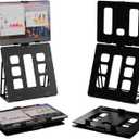 2 x HNL Portable Monitor Stand, iPad & Tablet Holder, clamp Retention, Foldable, mountable Small Desk, Supports 7.75 inch to 10.75 inch Screen Width, Travel with Laptop, Black