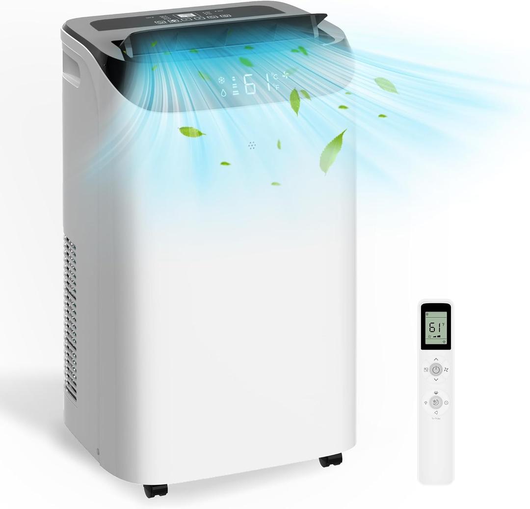 14,000 BTU Portable Air Conditioner Cools Up to 700 Sq.Ft, 3-IN-1 Energy Efficient Portable AC Unit with Remote Control & Installation Kits for Large Room, Campervan, Office, Temporary Space