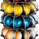 FlagShip 50 Vertuo Pods Carousel Holder Black Coffee Pod Holder 360 Rotating Rack Stand for Vertuoline Pods 5 Tier (50 Pods Capacity)