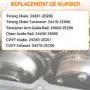 Engine Timing Chain Kit, Compatible with Elantra Coupe Tucson Kia Soul Forte Koup 2.0L L4, Automotive Replaces Part with Intake&Exhaust CVVT Gears 24321-2E200 24350-2E201 24370-2E200