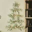 Fudios Olive Wall Christmas Tree with Lights 140 LED 3.5FT Prelit Hanging Greenery Branch Garland with Timer for Home Window Christmas Holiday Decoration
