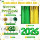 Graduation Decorations 2026, Green Gold Graduation Balloons, Green Number Balloons, Green Congrats Grad Banner, Paper Flowers & Curtains, Graduation Party Supplies for Grad Party Decor Class of 2026