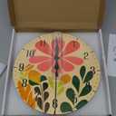 Colorful Floral Wall Clock, 10 Inch Boho Analog Wall-Clock Decorative, Farmhouse Wooden Clocks Battery Operated, Silent Clocks Non-Ticking for Bedroom Kitchen Living Room Home Dcor (Black White Marble Texture)