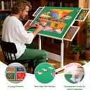 Wooden Puzzle Table with Cover and Drawers 1500 Piece Puzzle Board with 360 Rotating Wheels | Lightweight & Portable Jigsaw Puzzle Organizer for Adults and Kids, 34.7 x 26.6, Puzzle Board with Legs