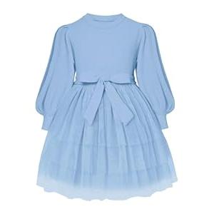 Toddler Girl Tulle Dress Puff Long Sleeves Tutu Dresses with Tie Belt for Princess Brithday Party 1-6T (3-4T)