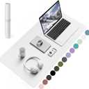 YSAGi Non-Slip Leather Desk Pad, Waterproof Laptop Computer Desk Keyboard Mat, Table Protector Blotter Mat, Large Mouse Pad for Office/Work/Home/Decor(White, 31.5" x 15.7")