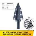 3 Sizes M2 Step Drill Bit for Steel Sheet, 7/8", 1-1/8", 1-3/8" HSS Multi Size Hole Stepped Up Unibit Home Tools