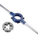 uxcell Round Die Stock Handle Wrench Set, 5/8-18 UNF Threading Die and 38mm (1-1/2") Die Holder (Fits: 26mm-38mm OD Die / M12-M16 Thread Die) Adjustable for Bolt Thread Repair