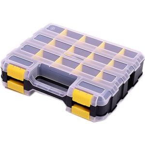 Hardware Organizer Box 34 Compartments Small Parts Organizer with Removable Dividers Durable Plastic Double Side Tools Box Screw Organizer For Nuts, Bolts, Screws, Nails, Small Hardware (Yellow) 2pack