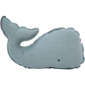 Marble Empire Whale Pillow Linen, Blue Whale Throw Pillows with Free Style Edge,Coastal Ocean Decorative Pillow for Couch Sofa (18.5 inch)