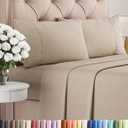 King Size 4 Piece Sheet Set - Comfy Breathable & Cooling Bed Sheets Set - Hotel Luxury Bedding for Women, Men, Kids, Teens, Boys & Girls - Deep Pockets, Soft & Wrinkle Free - Beige (Heathered Sheets)