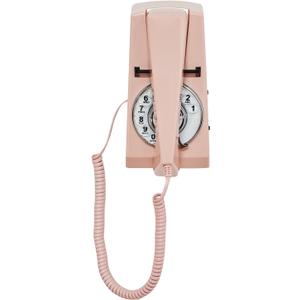 Pink Wall Phone for Home, Vintage Decorative Wall-Mounted Landline Telephone for Home, Old Fashion Rotary Dial Phone with Redial,Solid Trimline Phones for Office/Hotel/School