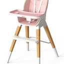 GAIVE 8 in 1 Highchair, Convertible Wooden Baby High Chair with Tray, Adjustable High Chair for Babies and Toddlers, Easy to Clean, Grow with Family|Booster|Learning Table|High Stool