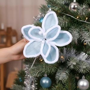 Norme 12 Pcs Pastel Christmas Decor Candyland Christmas Poinsettia Tree Decorations Velvet Candy Artificial Flowers Candy Xmas Ornaments for Xmas Decor Supplies(Blue)