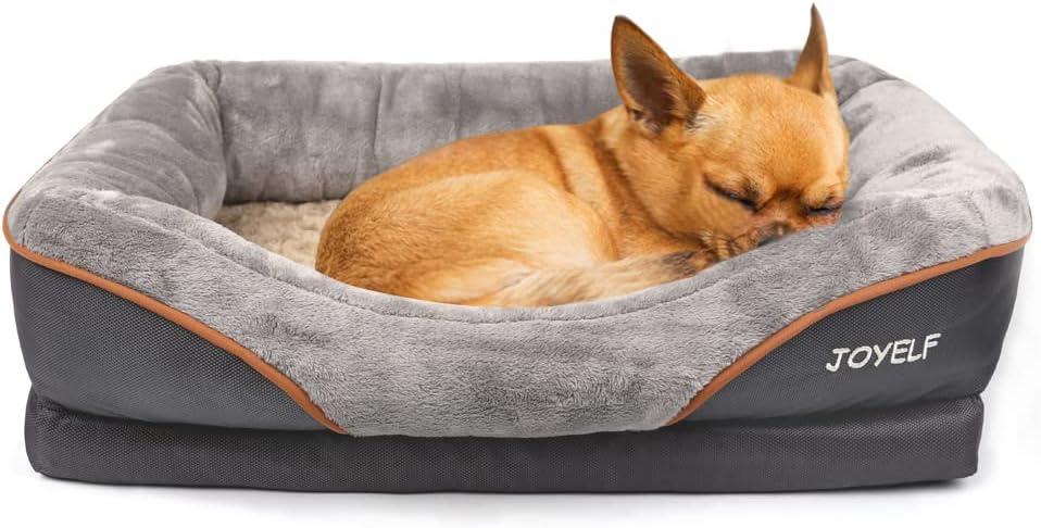 JOYELF Memory Foam Dog Bed Small Orthopedic Dog Bed & Sofa with Removable Washable Cover and Squeaker Toy as Gift (Small-27"x20")