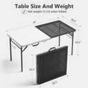 Folding Table, 5ft Folding Grill Table, Portable Camping Table for Cooking & BBQ Prep, 2-in-1 Metal&Solid Surface Foldable Grill Station for Party Cooking, Backyard, Patio Use,(Black and White)