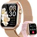 Smart Watch for Women for iPhone Android: 1.85"Smartwatch with Make/Answer Call Sleep Heart Rate SpO2 Blood Pressure Monitor IP68 Waterproof 120+Sport Mode Fitness Tracker 1000mAh Battery 2Bands Pink