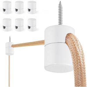 6 Pack Aluminum Swag Hooks for Ceiling Hanging, Swag Hook Super Load, White Ceiling Hooks for Hanging Lights, Ceiling Hook, Modern Ceiling Hooks for Pendant Light- Easy to Use (0.25'' Hole)