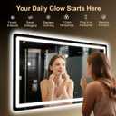 LED Bathroom Mirror, 55"x30" Bathroom Vanity Mirror with Lights for Wall, Smart Anti-Fog, Stepless Dimmable with 3 Color Mode, Backlit + Front Lit, Memory Function, ETL Listed
