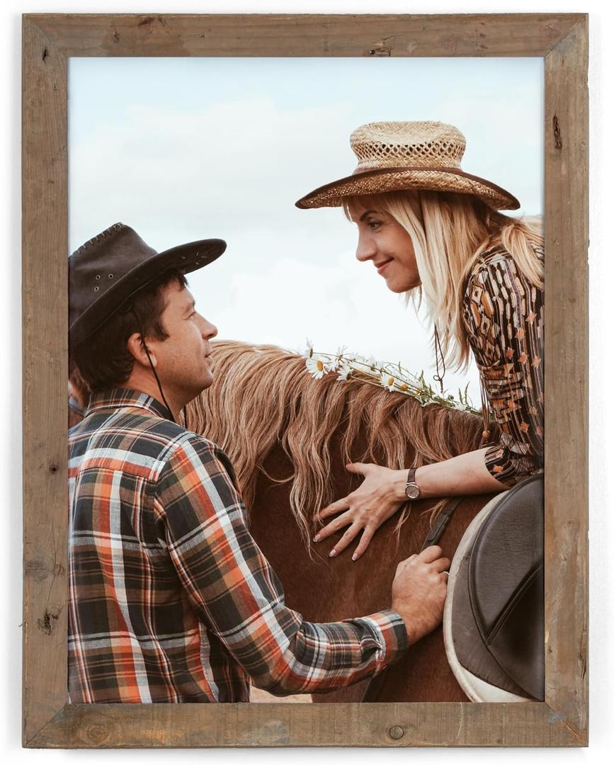 Rustic Picture Frame 18x24, 100% Reclaimed Wood Frame with Tempered Glass, Farmhouse Style Photo Poster Frame 24x18 Distressed & Vintage Looking Wall Decor Gallery Frame Set Mounting or Table Display (18''x24'')
