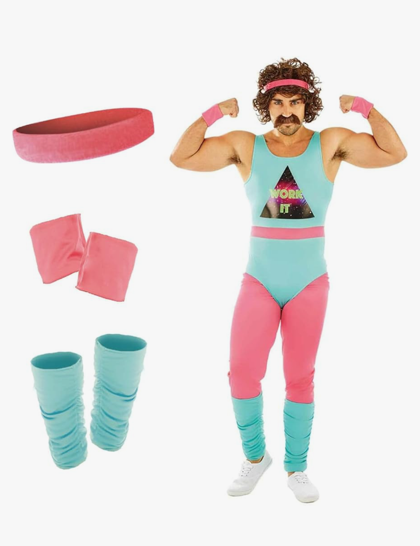 fun shack 80s Exercise Costumes For Men, 80s Workout Costumes, Retro Fitness Outfits For Men, 80s Gym Attire XL