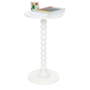 Round Side Table, Small Drink Table for Small Spaces, Modern Accent End Table Nightstand with Solid Wood Leg for Living Room, Bedroom, Corners, and Office (White)