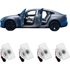 Upgraded Door Logo Lights, Compatible with Model Y 3 X S, Aluminum Alloy Welcome Lights, Never-Fade HD Projection Puddle Lights, Easy Plug & Play Installation Car Accessories4PCS