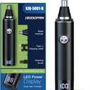 Ear and Nose Hair Trimmer for Men Women with LED Light Digital Display,Painless USB Rechargeable Facial Hair Remover with Powerful Motor and Dual-Edge Blades Easy Cleansing 12000 RPM (Black)