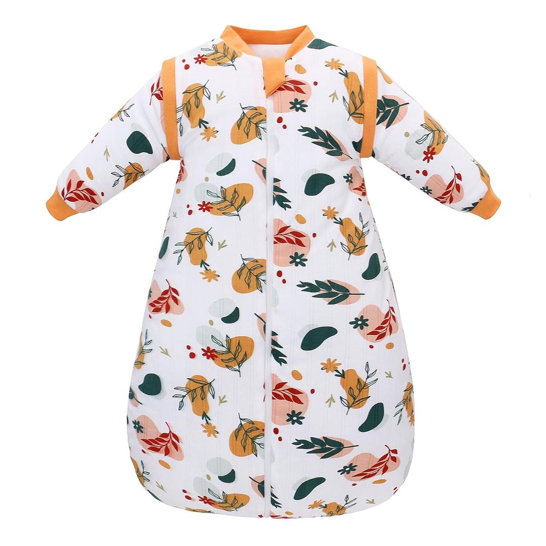 Baby Sleep Sack, TOG 2.5 Winter Wearable Blanket, Removable Long Sleeves Baby Sleeping Bag for Infants and Toddlers, Super Soft Warm Comfortable Sleeping Sack, Leaf, 6-18M