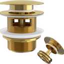 Free Standing Tub Drain Stand Alone Bathtub Drain with Removable Anti-Clogging Catcher Upgraded Pop Up Freestanding Tub Drain Watertight Stopper Polished Gold