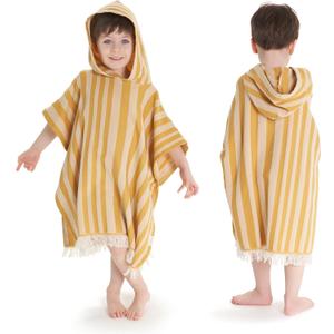 ZICOTO Stylish Hooded Beach Towel for Kids - Extra Soft and Fast Drying Poncho for Toddlers 3-6 Years is Made of Premium Cotton - Perfect Cover Up for Beach Days or Pool and Bath Time Adventures (Mustard)