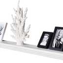 WELLAND White 60 Inch Fireplace Mantel Shelf Wall Mounted,Solid Pine Wood Finished Corona Crown Molding Floating Wall Photo Ledge Shelves
