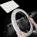 100 Pcs Disposable Steering Wheel Cover Non Woven Waterproof Car Steering Wheel Protectors with Elastic Trims Anti Slip Universal for Automotive Car Trucks Accessories