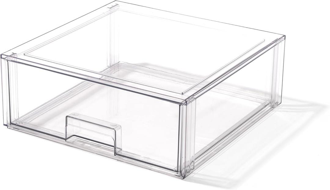 BINO | Stackable Storage Drawers, X-Large - Clear | THE CRATE COLLECTION | Storage Bins With Drawers | Bathroom Organizers | Under Sink Organizer | Vanity Cabinet Home Organization