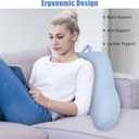 Reading Pillow, Ice Silk Bean Back Support Pillow for Bed Sitting Up, Large Bed Rest Pillow with Arms for Adults,Back Support Pillow for Couch and Chair, Blue