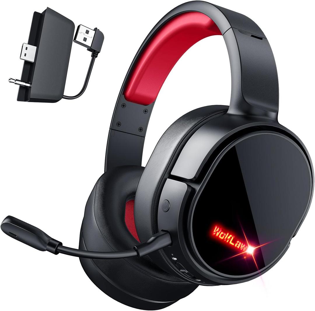 X1 Wireless Gaming Headset for Xbox Series X|S, Xbox One, PS5, PC, Mac, Nintendo Switch, Bluetooth Over Ear Gaming Headphones with Detachable Noise Canceling Microphone, 40H Battery - Red